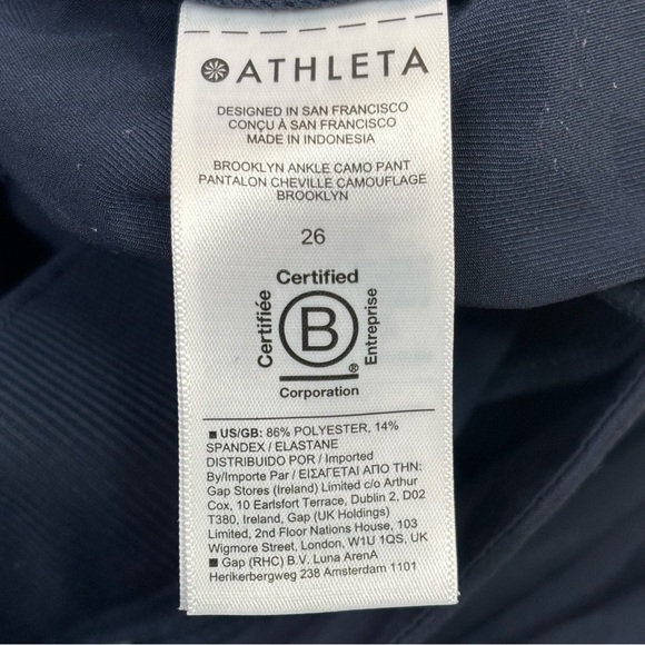 Athleta Brooklyn Ankle Camo Print Pant Plus Size 26 Navy Blue Camo 27.5” Inseam - Picture 10 of 16
